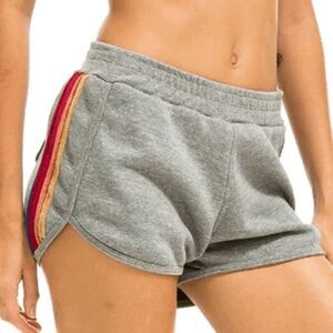 Aviator Nation Gray Athletic Shorts with Rainbow Stripes